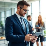 Headhunter Schweiz berät professionell Kunden in modernem Büro.