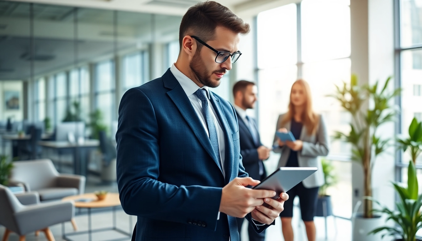 Headhunter Schweiz berät professionell Kunden in modernem Büro.