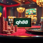 Experience an exciting qh88 online casino atmosphere with vibrant slot machines and poker chips.