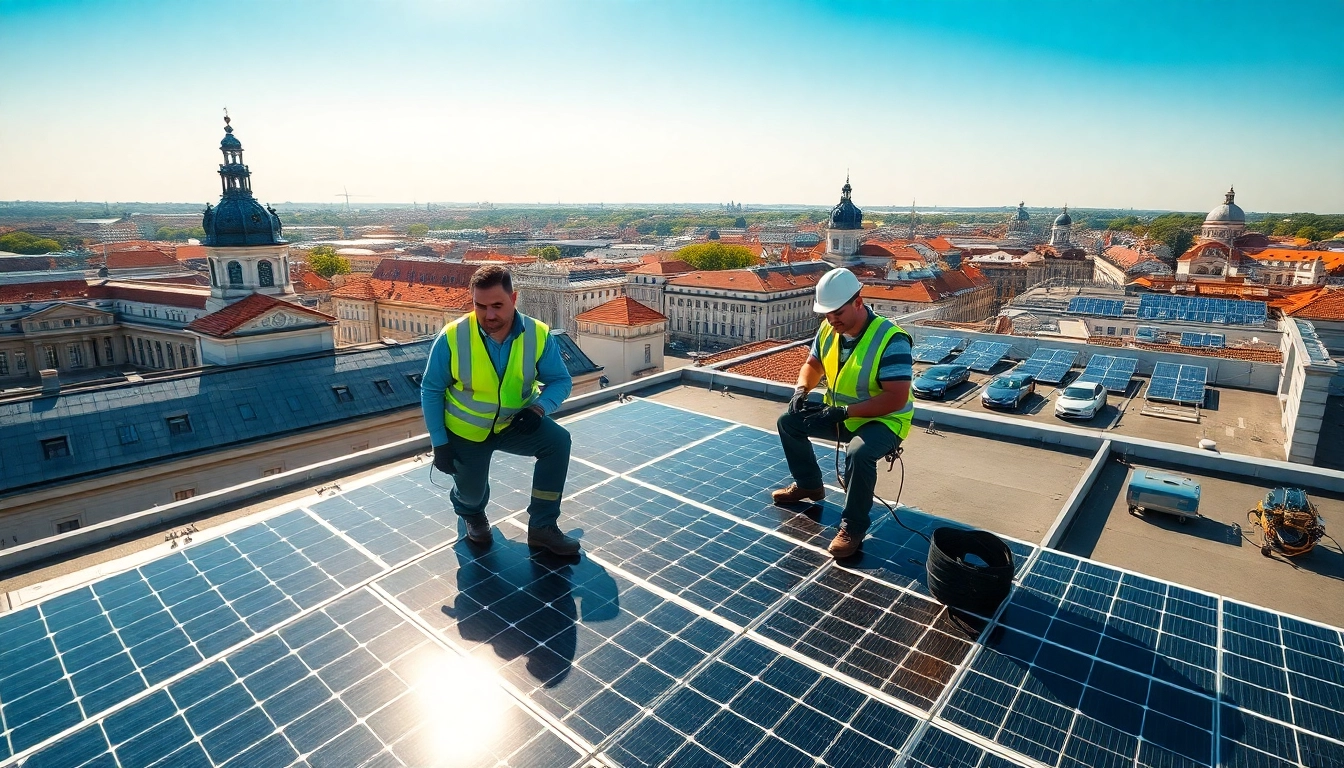 Solar Wien team installing solar panels in Vienna, showcasing sustainable energy solutions.