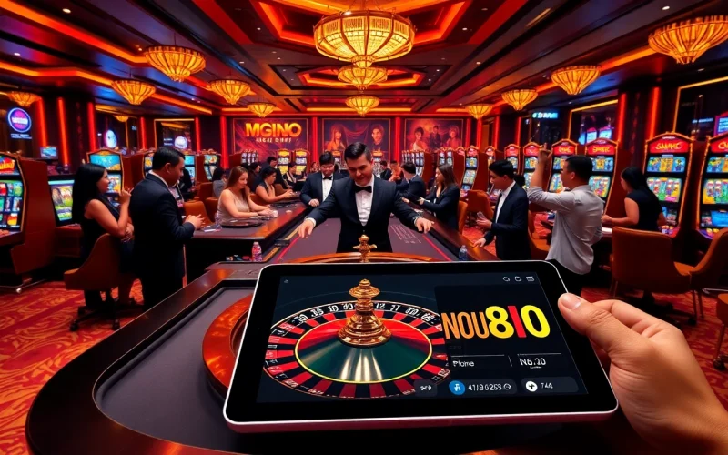Experience the thrill of nhà cái NOHU90 with vibrant casino tables and excited players.