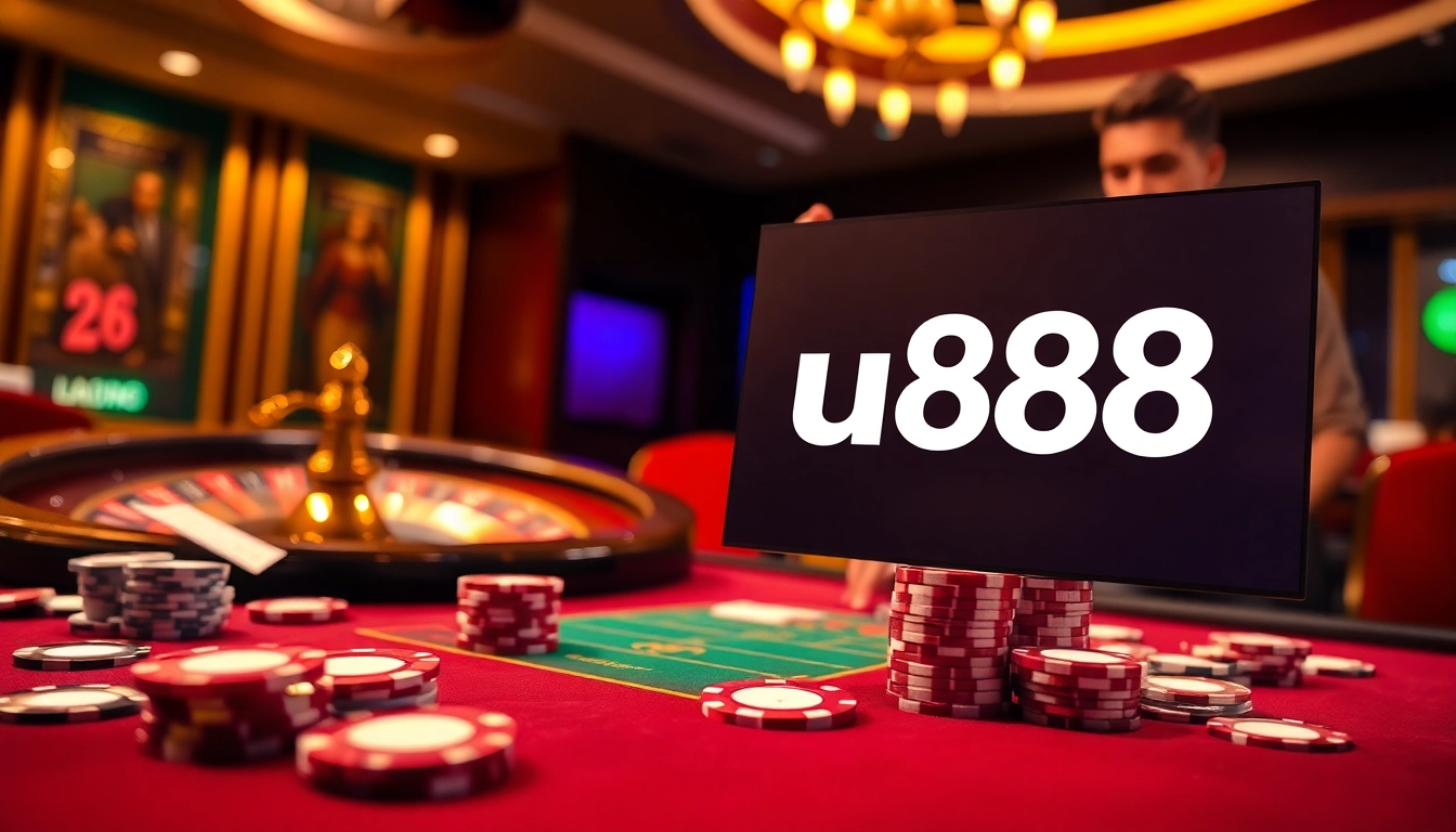 Experience high-stakes excitement at u888's luxurious poker table.