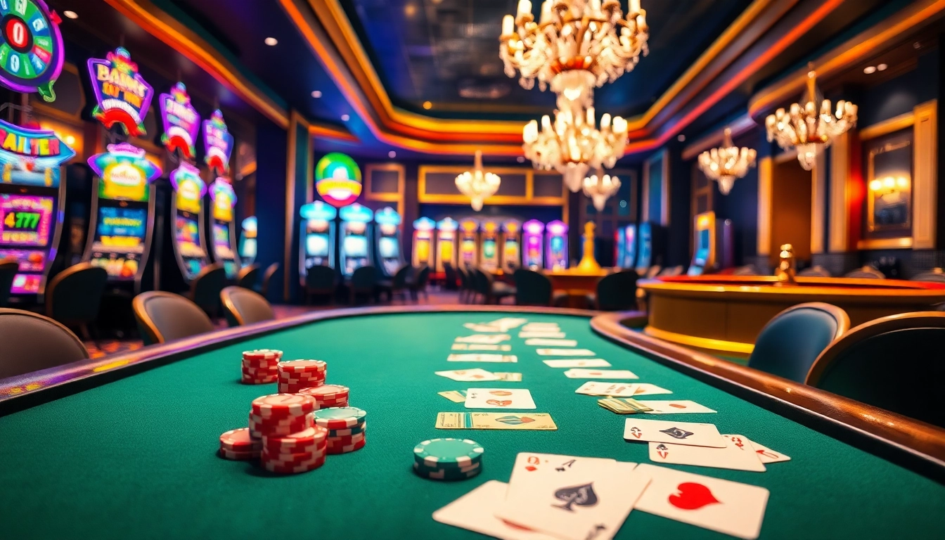 Experience the thrill of Go8 with vibrant casino games, poker tables, and slot machines reflecting excitement.