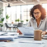 Headhunter Ingenieure analysiert Ingenieurlebensläufe und interagiert mit Klienten in einem modernen Büro.
