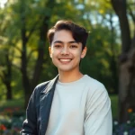 Professioneller Fotograf für Tinder Bilder München im Park mit stilvollem Model.