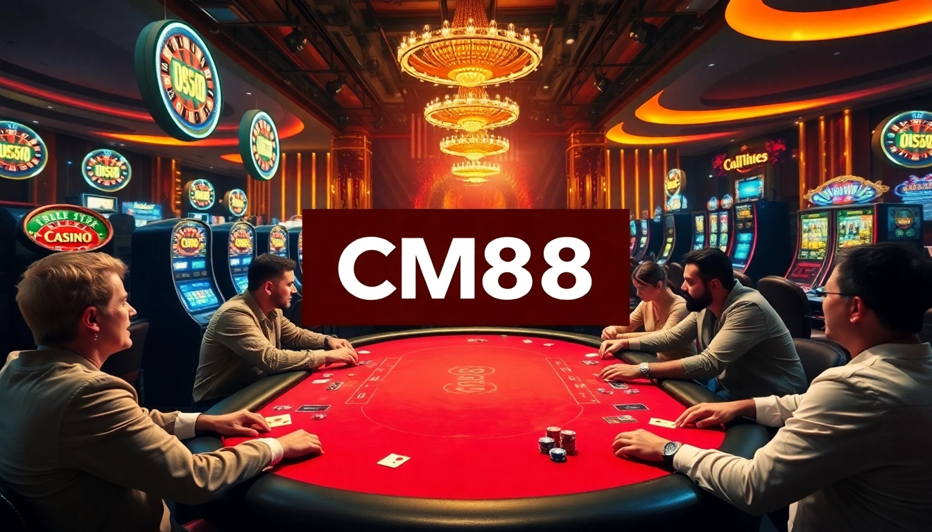 Engage with excitement at CM88's luxurious casino experience featuring poker games and slot machines.