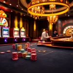 Scenă casino online Germania cu mese vibrante și jucători implicați care se bucură de jocuri