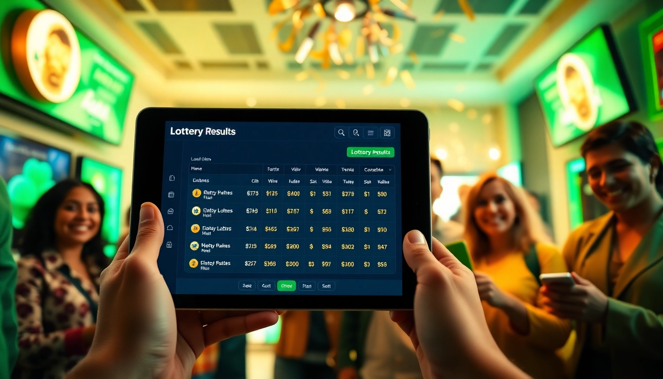 Lottery results celebration at https://songthulo.site/ with diverse winners and engaging digital interface.