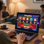 Players enjoying online casino games at home with MB66 platform, showcasing strategic gameplay and engagement