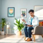Enhance your emotional wellbeing with a peaceful therapy environment featuring calming elements.