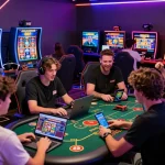 Group of players enjoying AUD77 online gambling with vibrant games and immersive experiences.