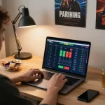 Engaging in sports betting on MK8, showcasing the betting interface and focused environment.