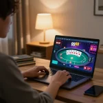 Engaging in online casino gameplay on gg88, showcasing an immersive home gaming environment