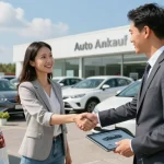 Kundeninteraktion während des Auto Ankauf-Prozesses, die Bewertung und Professionalität zeigt.