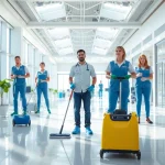 Gebäudereinigung Ulm in action, a professional team delivering exceptional office cleaning services.