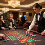 Players enjoying roulette at 78WIN casino, showcasing excitement and vibrant atmosphere.