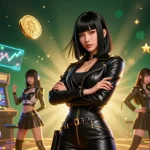 Experience the excitement of llwin in a vibrant, immersive casino illustration filled with games and gold.