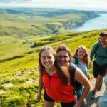 Aktive Wanderer genießen ihren Wanderurlaub Irland in der malerischen irischen Landschaft.