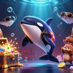 Engaging one88 casino scene with playful characters amidst floating slot symbols.