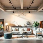 Möbelzubehör Anbieter präsentiert stilvolle Accessoires in a chic showroom.