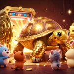 Engage with LU88 featuring an exciting giant golden pinball tortoise in a vibrant casino.
