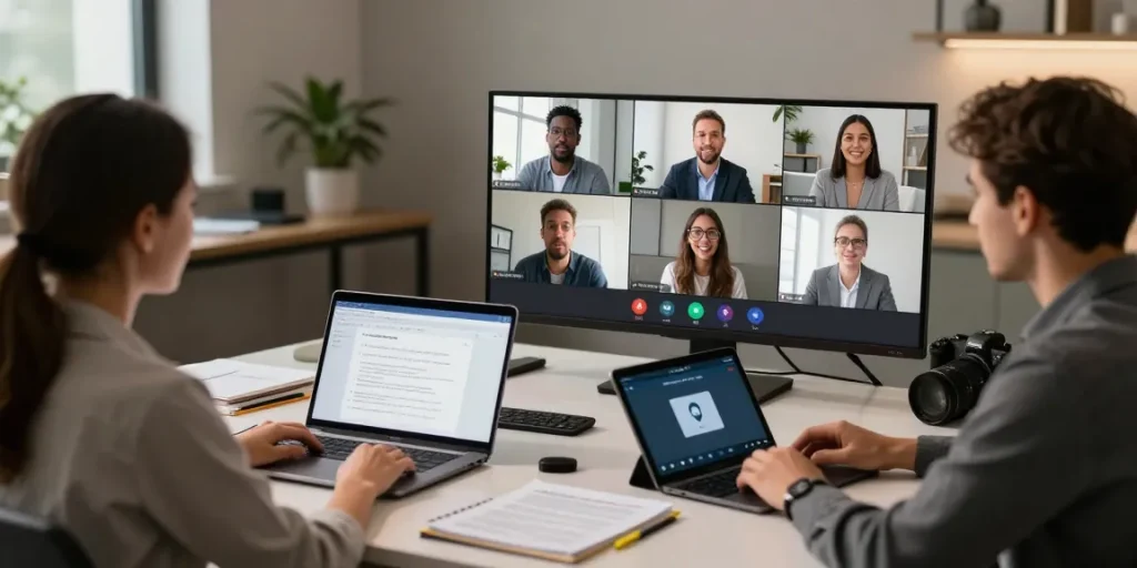 Virtuelles Gespräche mit Untertitel-Übersetzer für Echtzeitübersetzungen in internationalen Meetings