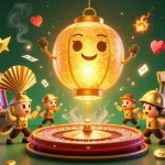 Experience the thrill of fun79 at a vibrant casino with golden lanterns and game excitement.
