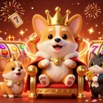 Experience the excitement of 388bet with a royal corgi on a throne of poker chips.