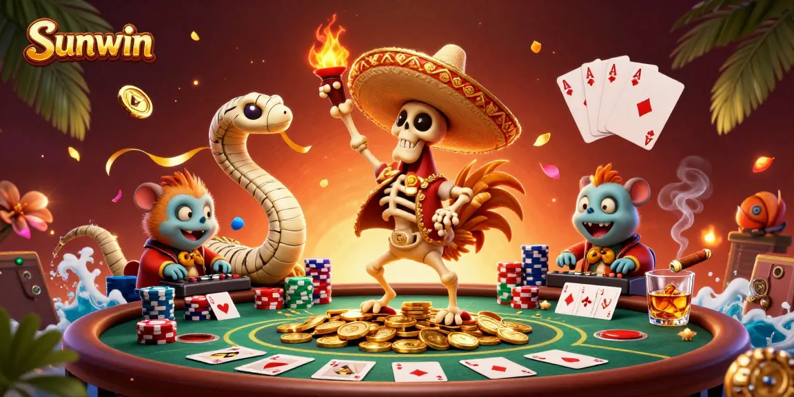Experience thrilling gaming dynamics at Sunwin with a vibrant 3D casino scene.