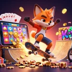 Experience the excitement of rg-8369net with a skateboarder fox and BMX rabbit in a packed casino scene.