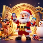 Experience the thrill of realz casino with festive characters in an ultra-detailed 3D illustration.