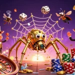 Sunwin engages players with a lively scene of a golden spider and Victorian fly amidst coins and cards.