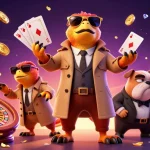 RR88 players celebrate big wins in a vibrant 3D casino scene filled with games and excitement.