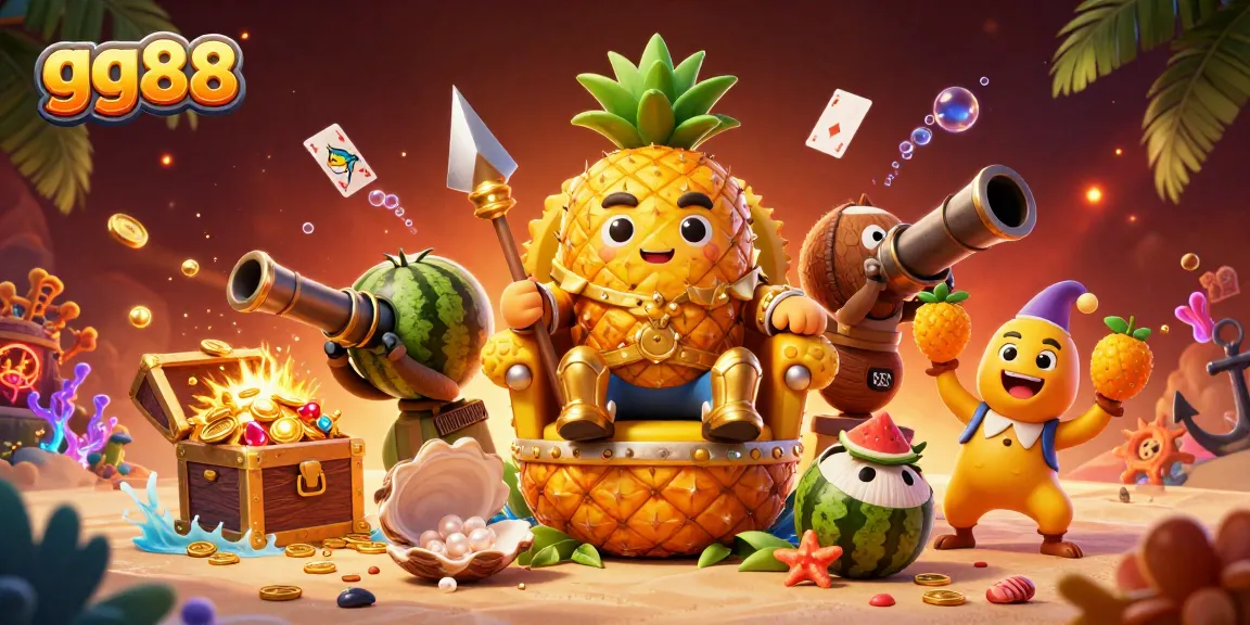 Experience the fun and excitement of gg88 with a vibrant casino-themed 3D illustration featuring unique characters.